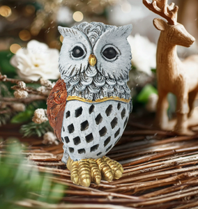 Statue <span class=keywords><strong>de</strong></span> hibou en résine, décoration <span class=keywords><strong>de</strong></span> Noël, <span class=keywords><strong>salon</strong></span>, bureau, meuble TV, artisanat animal rétro, lampe solaire créative, sculpture <span class=keywords><strong>de</strong></span> hibou, ornements - Product Image 4