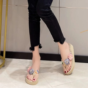 Sandalias Tejidas para Niñas con Diseño Floral, Suela Gruesa de EVA, para Vacaciones en la Playa - Product Image 3