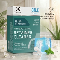 Comprimés effervescents nettoyants pour appareils dentaires, saveur menthe, pour le nettoyage des prothèses, l'élimination des taches et la rafraîchissement des dents (formule sans résidus)