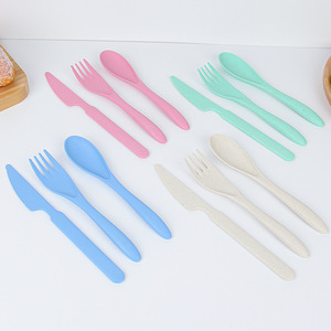 Juego de Cubiertos Portátil Ecológico Reutilizable de 3 Piezas, Cuchillo, Tenedor y Cuchara de Paja de Trigo y PP para Viajes, Escuela, Oficina, Campamento y Picnic - Product Image 6