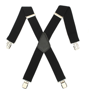 All'ingrosso resistente 2 pollici X tutore posteriore a clip per lavoro plain Black tessuto pantaloni da <span class=keywords><strong>uomo</strong></span> <span class=keywords><strong>bretelle</strong></span> elastiche per <span class=keywords><strong>uomo</strong></span> - Product Image 2
