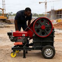 Nouveau concasseur à mâchoires diesel mobile avec moteur AC et roulement, capacité maximale de 3t/h pour les industries de la construction et de l'exploitation minière