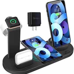 Station de charge universelle 15W 4 en 1, chargeur rapide 6 en 1, chargeur sans fil 3 en 1 pour iPhone, AirPods, iWatch, téléphone - Product Image 1