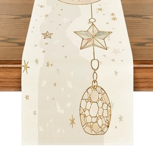 Caminos <span class=keywords><strong>de</strong></span> <span class=keywords><strong>Mesa</strong></span> <span class=keywords><strong>de</strong></span> Lino Premium para Ramadán con Motivos Tradicionales <span class=keywords><strong>de</strong></span> Luna y Estrella Doradas, Estilo Bohemio, Decoración <span class=keywords><strong>de</strong></span> <span class=keywords><strong>Mesa</strong></span> para Eid - Product Image 6