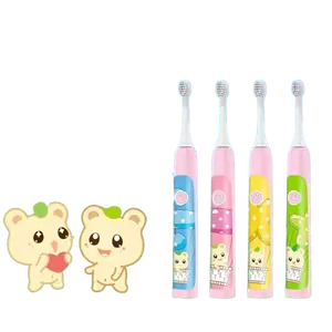 OEM privado Logotipo de dibujos animados lindo bebé cepillo de dientes giratorio niños cepillo de dientes eléctrico sónico para niños