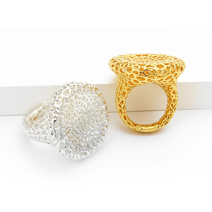 D30mm Chunky Pad ban nhạc nhẫn cho phụ nữ tính khí Hollow lưới 3D in tuyên bố đồ trang sức thời trang Nhẫn nhà sản xuất - Product Image 4