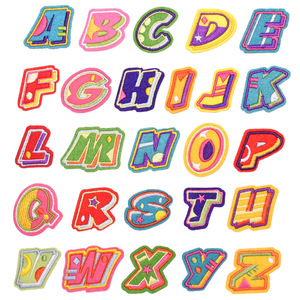 Parche de letras coloridas de varias formas Bordado de hilo liso sin mínimo barato de fábrica para decoración de ropa de sombrero - Product Image 3