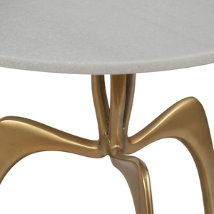 Tavolino Rotondo Moderno con Piano in Marmo e Base Scultorea in Alluminio per Comodino o Arredo Soggiorno - Product Image 5