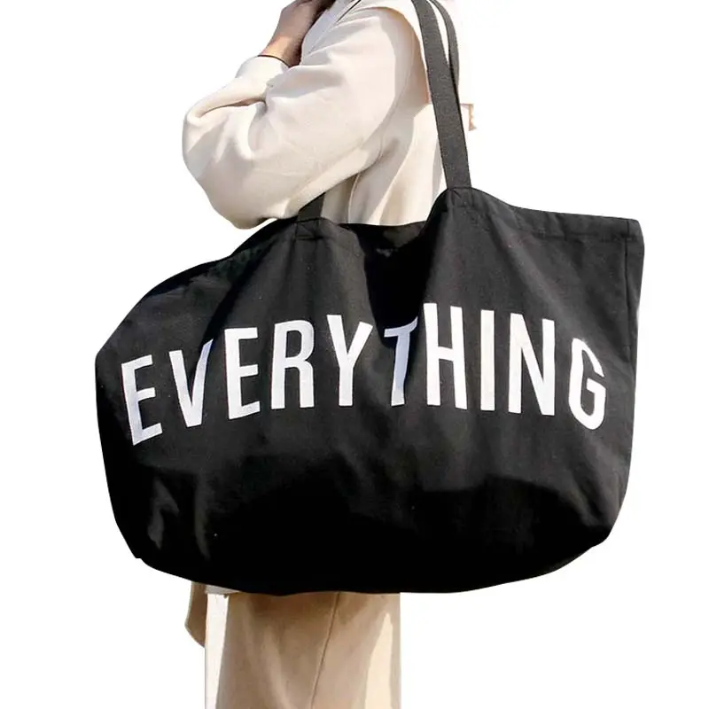 लोकप्रिय डिजाइन अतिरिक्त भारी वजन बड़े व्यक्तिगत कपास किराने सब कुछ कैनवास बैग ले जाना