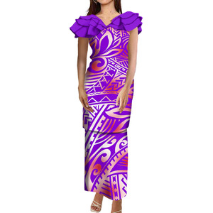 Phong Cách Mới Đảo Thiết Kế Polynesian Samoan Puletasi Ptaha Tùy Chỉnh Cộng Với Kích Thước Phụ Nữ Dài Top Và Váy Hai Mảnh Thiết Lập Phụ Nữ 2Pcs - Product Image 1