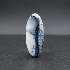 Opale Dendrite Naturelle en Quartz, Cabochon de Pierre Précieuse Forme Ovale 41x16x6mm, Taille Palmier, Blanc et Noir, 31 Ct environ, Iridescence, Pierre Libre - Product Image 1