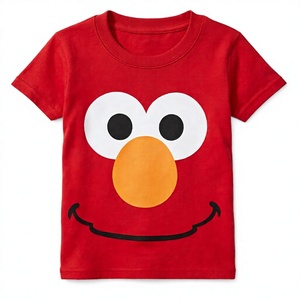 T-shirt pour enfants en coton 100% à manches courtes, motif dessin animé rouge, vêtements décontractés d'été - Product Image 4