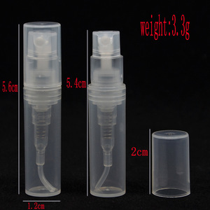 בקבוקון בושם מיני שקוף מפלסטיק בנפחים של 2ml 3ml 5ml, בקבוקון ריסוס לדוגמא עם מרסס. - Product Image 6