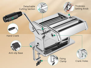 Machine à pâtes manuelle professionnelle en acier inoxydable - Outils <span class=keywords><strong>de</strong></span> pâtisserie et <span class=keywords><strong>de</strong></span> boulangerie écologiques - Product Image 6
