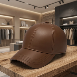 Casquette de baseball en cuir marron WARPRO INDUSTRY, sangle réglable, visière incurvée, style décontracté, respirante, imperméable, unisexe, boucle métallique - Product Image 3