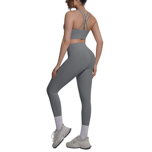 Women's High Waist Crisscross Strap Yoga Bra <b>Flare</b> <b>Leggings</b> 2-Piece Set-Quick Dry Water Resistant Spandex/Nylon Fitness Workout - Product Image 1
