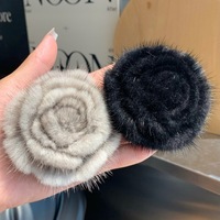 Broche en fourrure de vison faite à la main, accessoires floraux, broche en fourrure de vison de grande taille personnalisée pour vêtements, chaussures