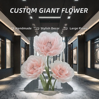Décoration de Pâques personnalisable Tado : Grande fleur de pivoine géante en gaze d'eau, faite à la main, à ouverture et fermeture automatiques
