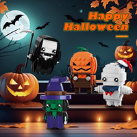 Ensemble de 530 blocs de construction d'Halloween, figurines miniatures de fantômes, sorcières, citrouilles, moissons, briques d'assemblage DIY, jouet de décoration d'Halloween
