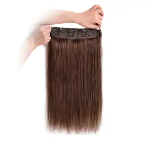 ISWEET #4 100% Human Hair Europe Clip In Hair Extensions Double Drawn Straight One Piece Human Hair Clip In Extensions