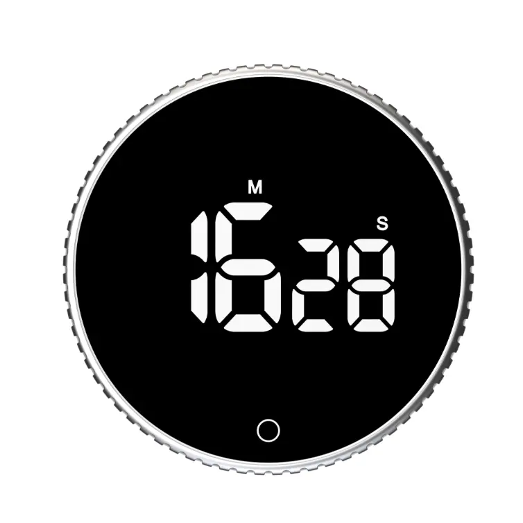 D13 Tondo Magnetico Timer Digitale per Cucina Studio Cronometro Grande Display a LED da banco Rotante Bianco Timer