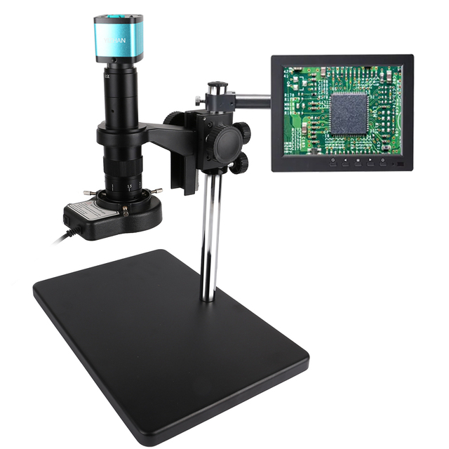 180X Monocular Continuous Zoom Microscope 48MP 4K 1080P HD-MI USB Video Microscope Camera With a 10.1-Inch Display