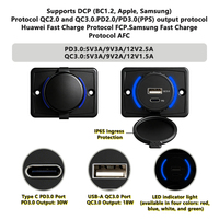 Maßgefertigter Einbau-Schnellladegerät 3.0 Dual QC3.0 USB USB-C PD3.0 12V 24V USB-Anschluss-Ladegerät Steckdose mit IP65 Wasserschutz