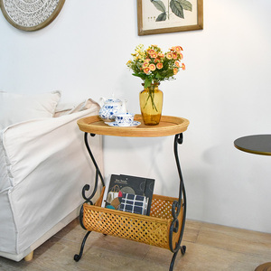 ART NEST Présentoir Européen Artisanat Antique, Chariot de Rangement Portable en Métal, Bois et Bambou, Panier de Rangement Durable pour Salon - Product Image 2