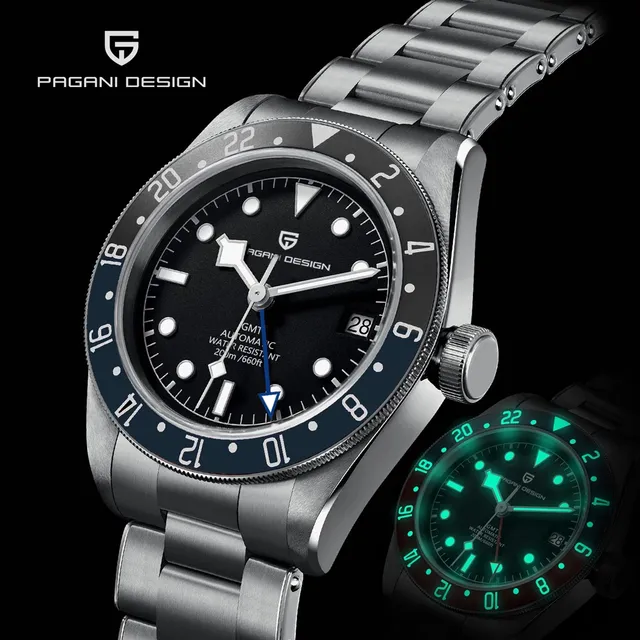 PAGANI DESIGN PD-1706 Luxury Brand GMT Watches Men Automatic Stainless Steel Waterproof Sport Mechanical Wristwatch Reloj Hombre