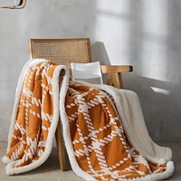 Plaid en polaire sherpa jacquard double couche, doux et chaud, 100% polyester, léger, personnalisable pour une utilisation toute saison