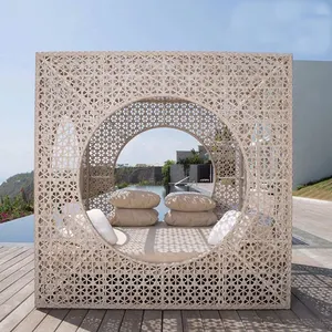 Beach resin rattan wicker outside furniture pool skyline moonlight bed luxury outdoor furniture daybed for sale