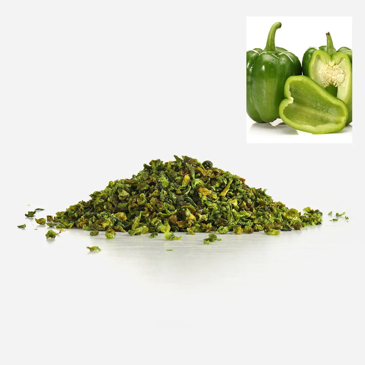 China Factory Exporter peperoncino verde disidratato fiocchi pepe verde