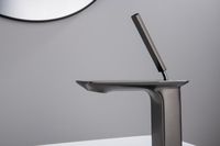 Robinet de lavabo simple court gris métal, robinet de salle de bain Foshan, robinet mélangeur pour lavabo, robinets de lavabo