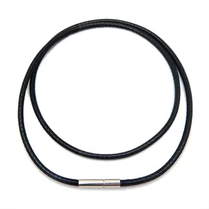 Nouvelle <span class=keywords><strong>Collier</strong></span> Cordon en <span class=keywords><strong>Fil</strong></span> Ciré Tendance Ins, Chaîne en Cuir Ciré, Corde avec Fermoir en Acier Inoxydable - Product Image 1