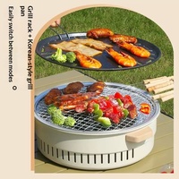 Ensemble de barbecue coréen portable, réchaud à charbon de bois pour la maison et le camping en plein air, faible émission de fumée, 1500-1800g