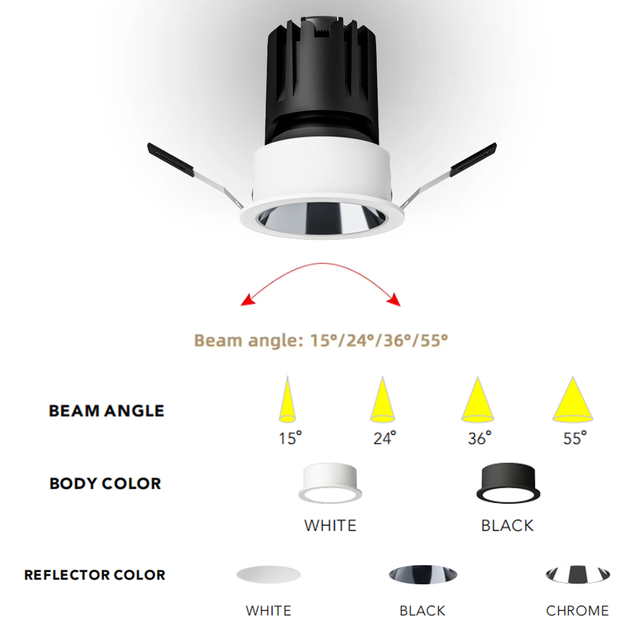 Powers Adjustable Dimmable Cct Change Led Recessed Downlight Dali Driver Dim Round Led Disk Ceiling Light for Us Canada