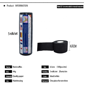 Accesorios de Salón Tiras Desechables para el Cuello de Barbero para Corte de Pelo Papel Rizado Negro Collar de Papel para Barbería - Product Image 5