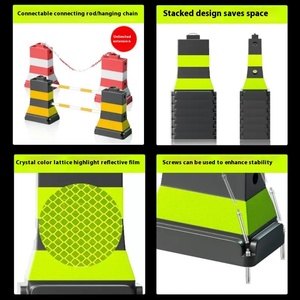 PVC cách ly bến tàu rào cản giao thông đường hình nón linh hoạt hàng rào bảo vệ đường màu Vàng + đen phản chiếu ngựa nước 3m - Product Image 3