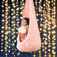 Balançoire d'intérieur pour enfants avec coussin gonflable en flanelle lumineuse hamacs suspendus en coton et polyester pour cour