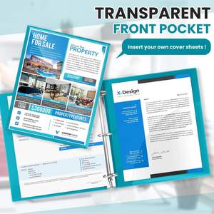 Classeur à 3 anneaux de 0,5 pouce, compatible <span class=keywords><strong>A4</strong></span>, en plastique souple, capacité de 140 feuilles, <span class=keywords><strong>avec</strong></span> 1 pochette, organisateur polyvalent pour le bureau - Product Image 4