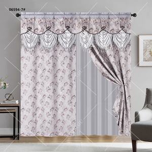 Venta al por mayor asequible estilo americano Floral Jacquard <span class=keywords><strong>Cortinas</strong></span> Blackout <span class=keywords><strong>Cortinas</strong></span> para sala de estar Rod Pocket <span class=keywords><strong>Cortinas</strong></span> con cenefas - Product Image 5