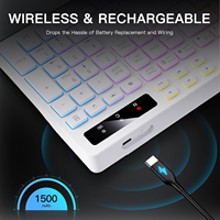 Teclado Inalámbrico Silencioso de 114 Teclas con Retroiluminación RGB de 2.4G, Soporte para Teléfono, Batería Recargable, Teclas Multimedia para IOS, Windows, PC, Blanco