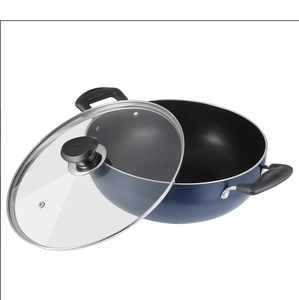 High-Performance Versatile Non-Stick Kadai <b>Set</b> with Tempered Clear Glass Lid, Strong Aluminium Base for Even Heating - Product Image 1
