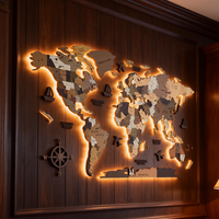 Mapa del Mundo de Madera en 3D de Varias Capas, Decoración de Pared, Adecuado para Educación Familiar, Viajes, Decoración del Hogar y Regalos.