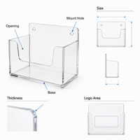 Support mural transparent en acrylique personnalisé pour boîte à gants, distributeur de manchons, rangement utilitaire de comptoir avec logo OEM, étui de rangement