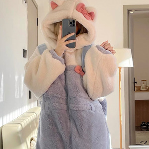 <span class=keywords><strong>Mono</strong></span> de Invierno para Mujer, Diseño de Dibujos Animados, Terciopelo <span class=keywords><strong>Coral</strong></span> Térmico, Grueso y Afelpado, Estilo 2026 - Product Image 4