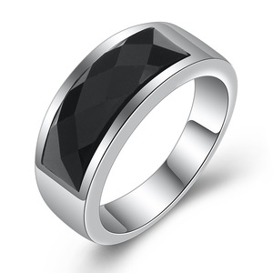 Bague unisexe géométrique en acier inoxydable blanc bleu noir pour usage quotidien CG1309 - Product Image 3