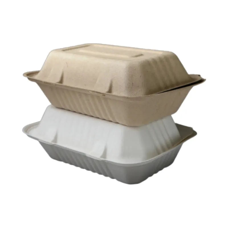 Kapaklı şeker kamışı Bagasse paket servisi olan restoran gitmek için gıda yemek saklama kapları ambalaj sofra
