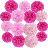 Bunga Pom Pom dari Kertas Tisu, Merah Muda, Merah Mawar, Bola Bunga Kertas untuk Dekorasi Pesta Ulang Tahun, Bridal Shower, Pernikahan, dan Baby Shower