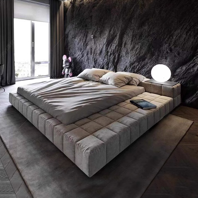 Gainsville Furniture Modern Leather Bedroom Furniture Luxury Up-holstered Bed Italian Fabric Bedroom Tatami King Size Bed Frame